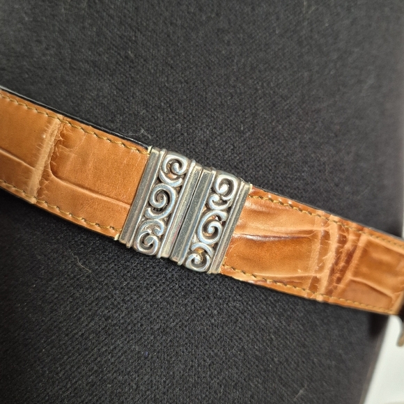 Brighton 3-Way Reversible Tan & Black Croc Embossed Leather Belt - Size 34 / L - Picture 7 of 16